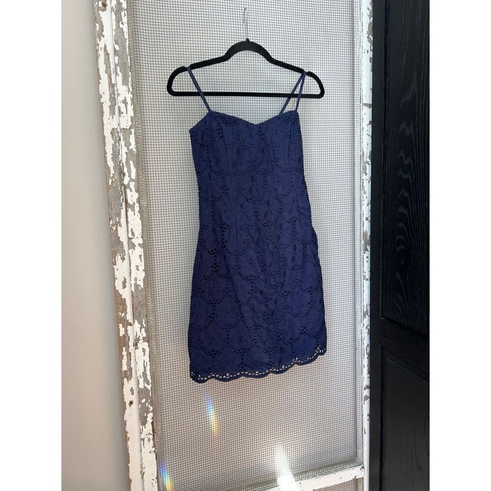 Lilly Pulitzer Blue Eyelet Flower Dress Women's Size 4